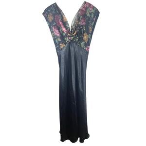 Vintage Victoria’s Secret Floral Cowl Neck Cap Sleeve Nightgown Gold Label Sm